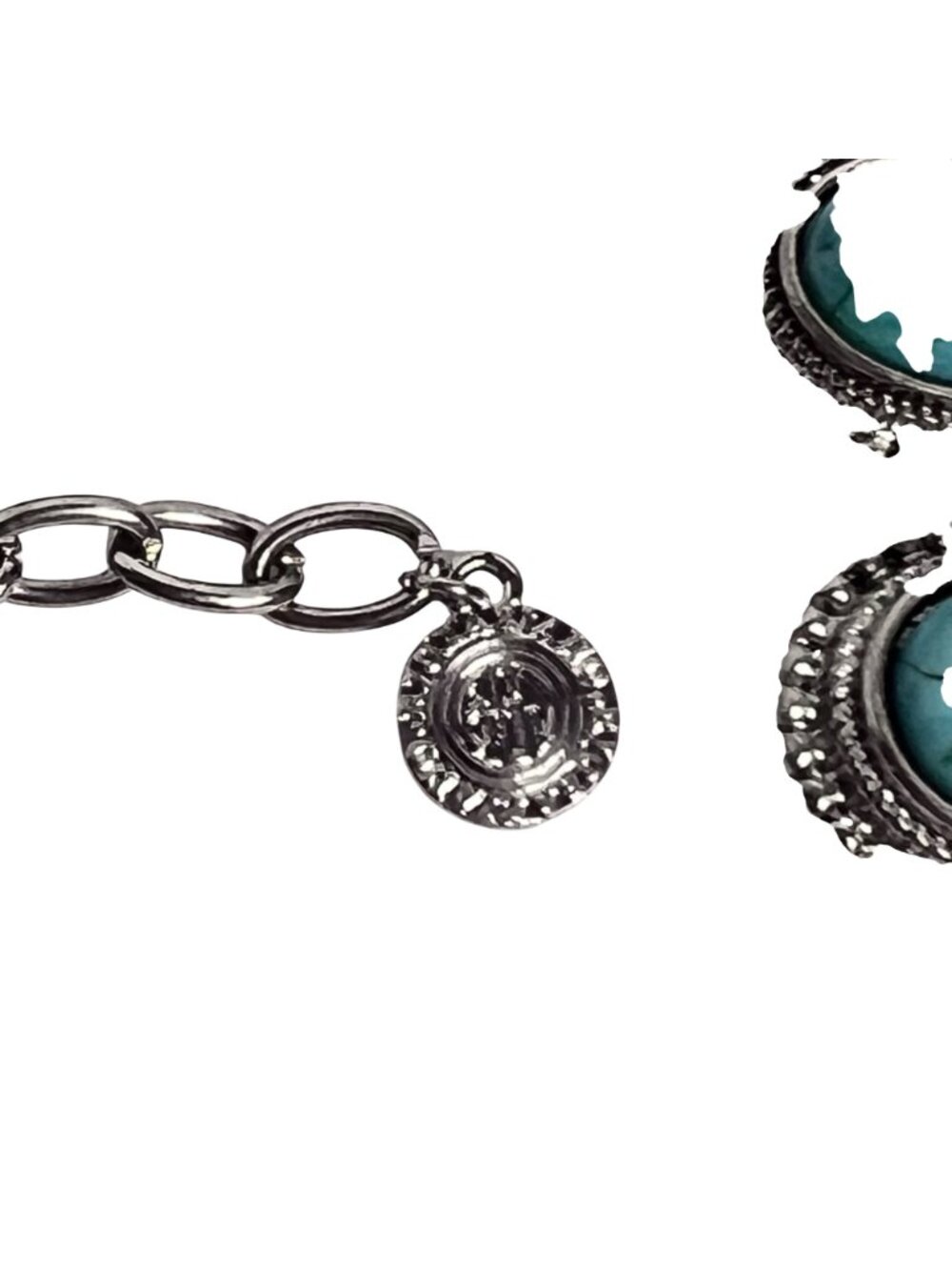 RJ Graziano Silver Tone And Faux Turquois Necklace With Flower Pendant (6321) - Picture 8 of 8